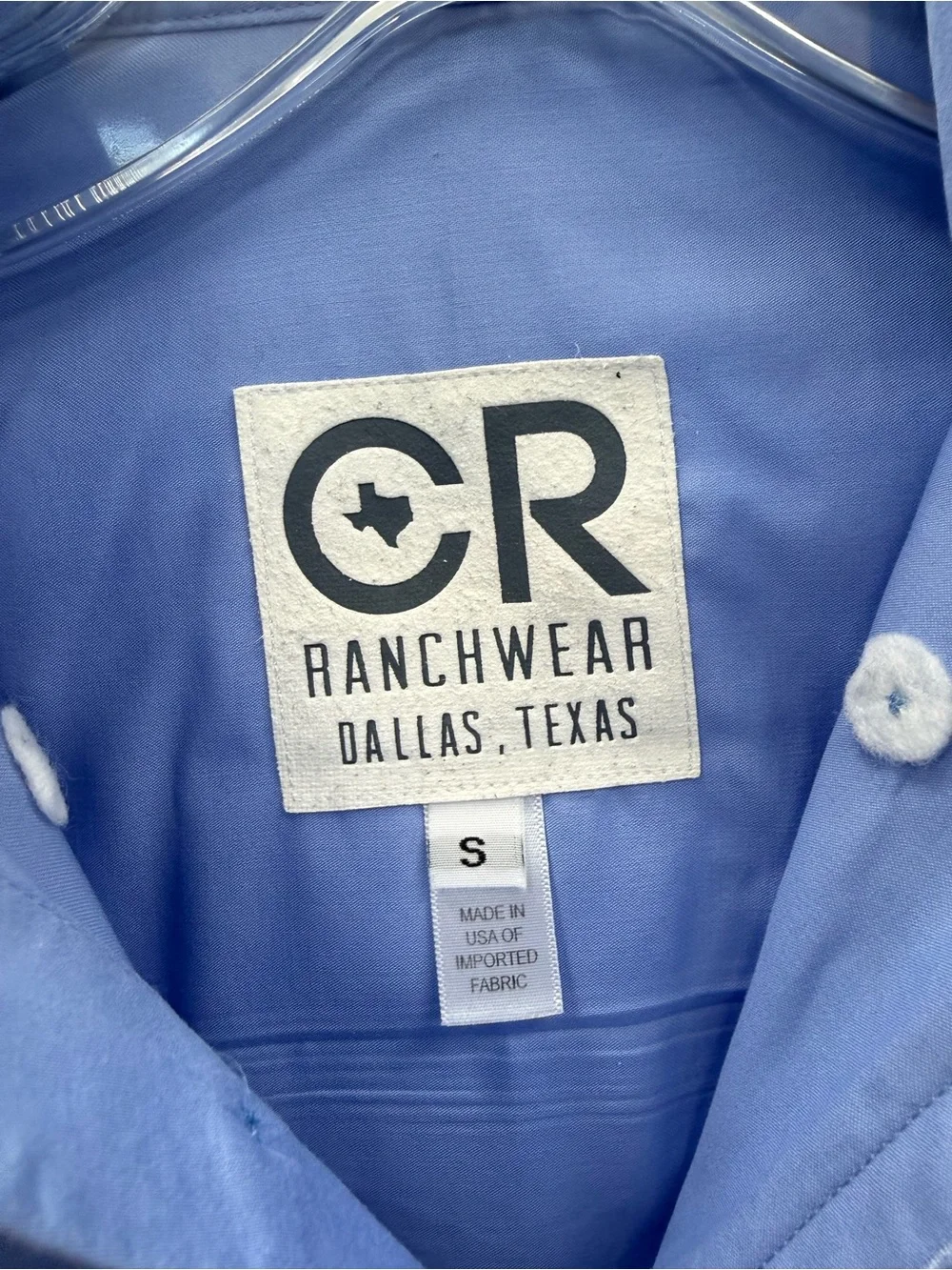 CR Ranchwear Men's Light Blue Dress Shirt with Embroidered 'CR.” - Picture 3 of 4